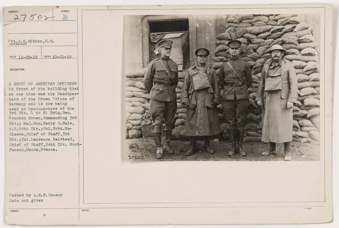 84th Division and 3rd Division leaders, France, 1918