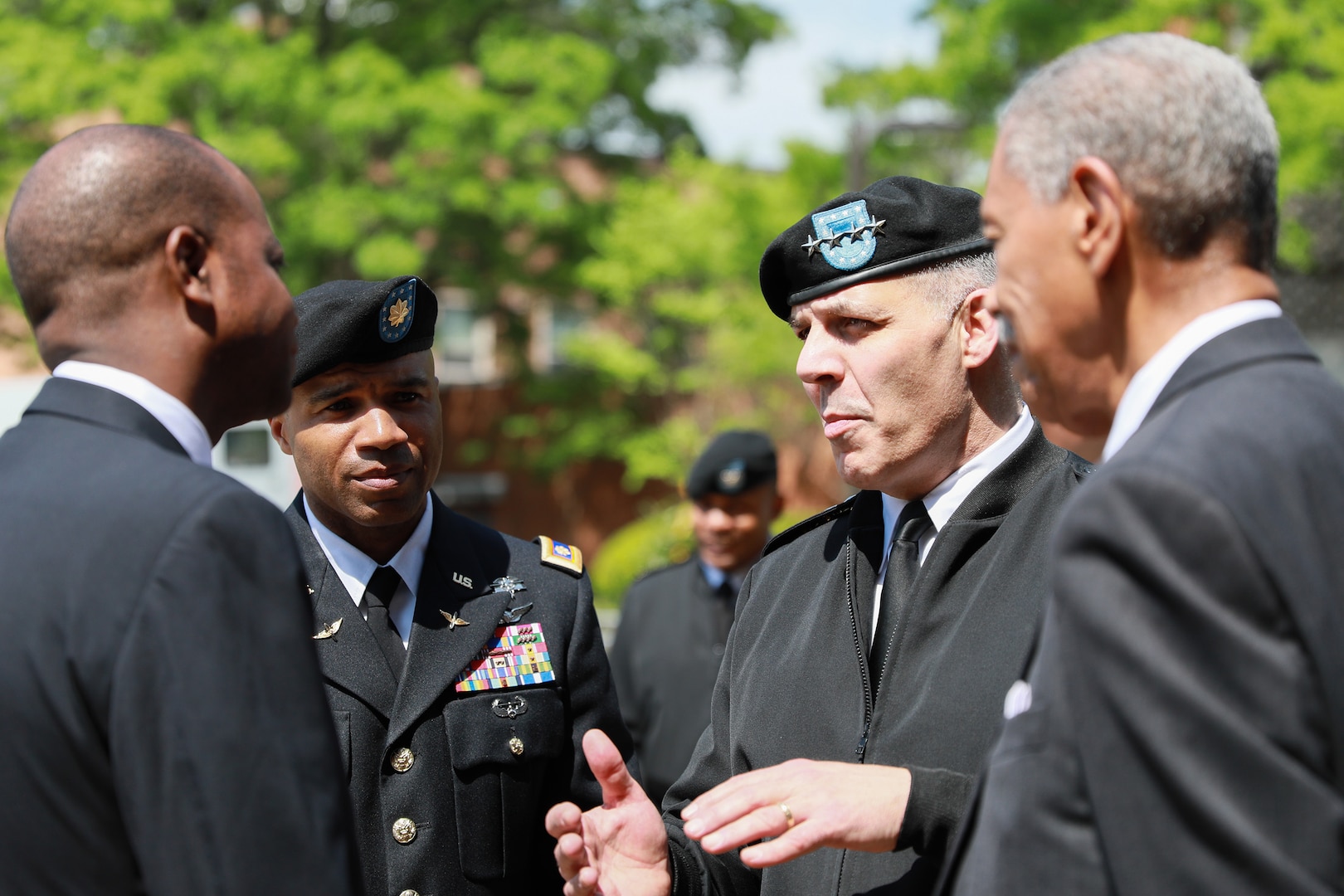 Gen. Gustave "Gus" Perna, commanding general of Army Materiel Command, speaks with Soldiers and civilian leaders.