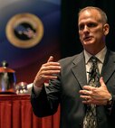 Robert Cole, Air Forces Cyber executive director, speaks to attendees at the CyberTexas Conference in San Antonio, Aug. 14, 2018. The conference was hosted to develop the next generation of cyber professionals.