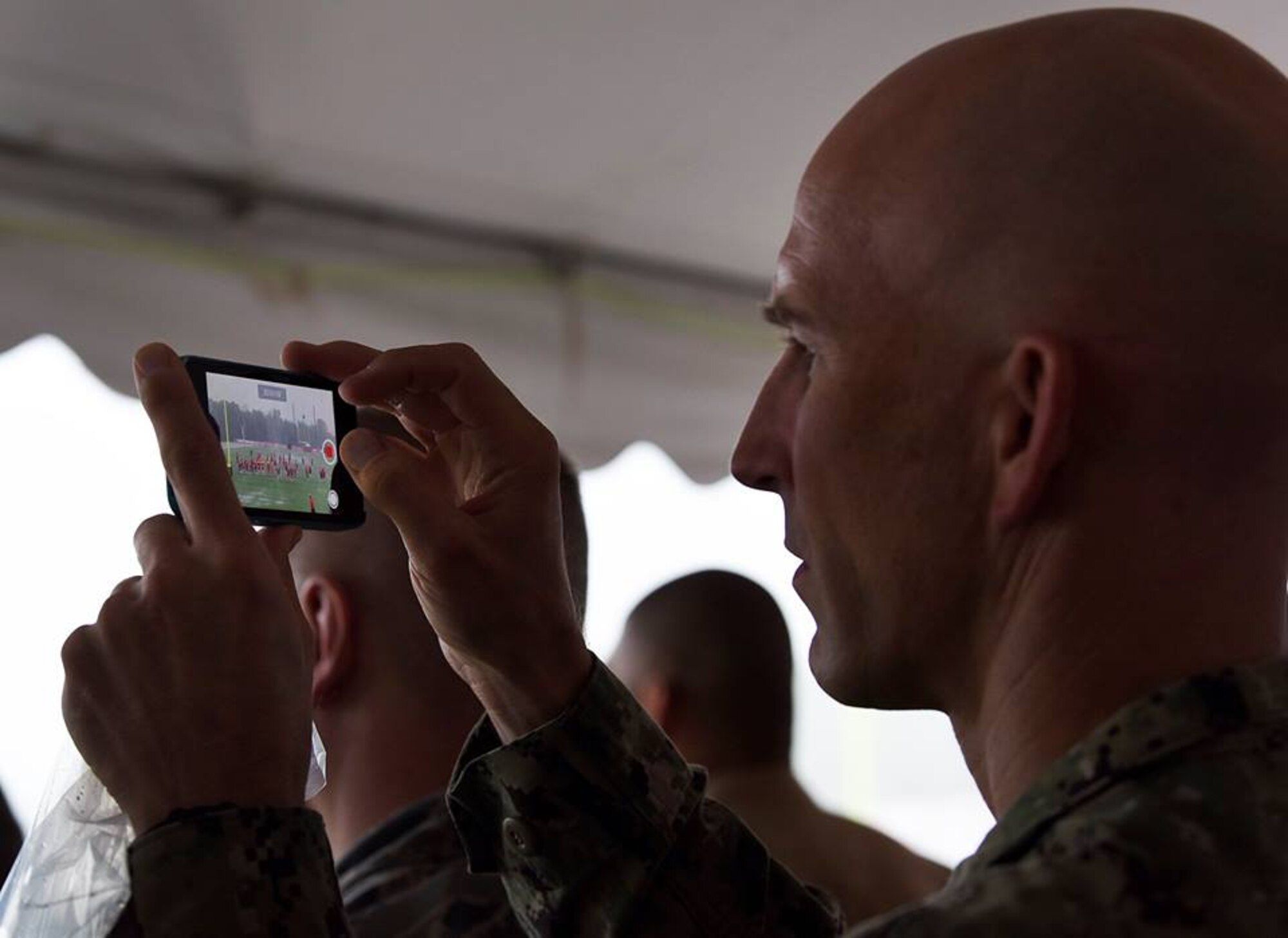 Service members from Missouri and Kansas attend military appreciation day at the Kansas City Chiefs training camp in St. Joseph, Mo., Aug. 14, 2018. The Chiefs invited military members to watch their final training camp practice as well as meet and greet the players.