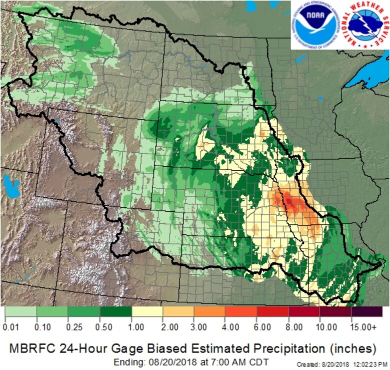A weather system that has already seen rainfall totals from 2 to 6 inches across eastern Nebraska and western Iowa is causing increased river stages along the Missouri River and tributaries in the area.