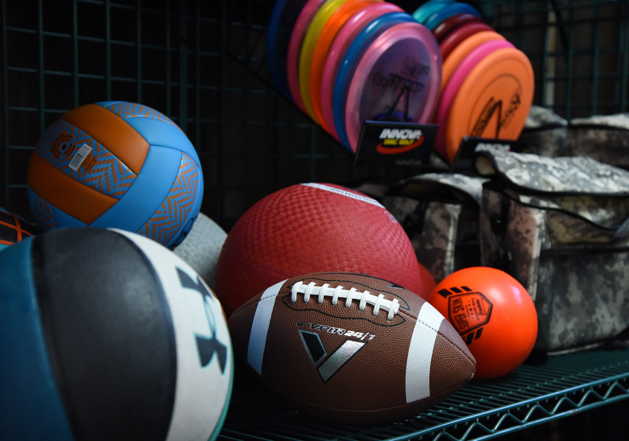 Sporting equipment is displayed at The Outpost during their grand opening at the Vandenberg Commons at Keesler Air Force Base, Mississippi, Aug. 17, 2018. The Outpost is a satellite store from the Outdoor Recreation Center with recreation items available for Airmen in the 81st Training Group. The 81st Force Support Squadron hosted the event.  (U.S. Air Force photo by Kemberly Groue)