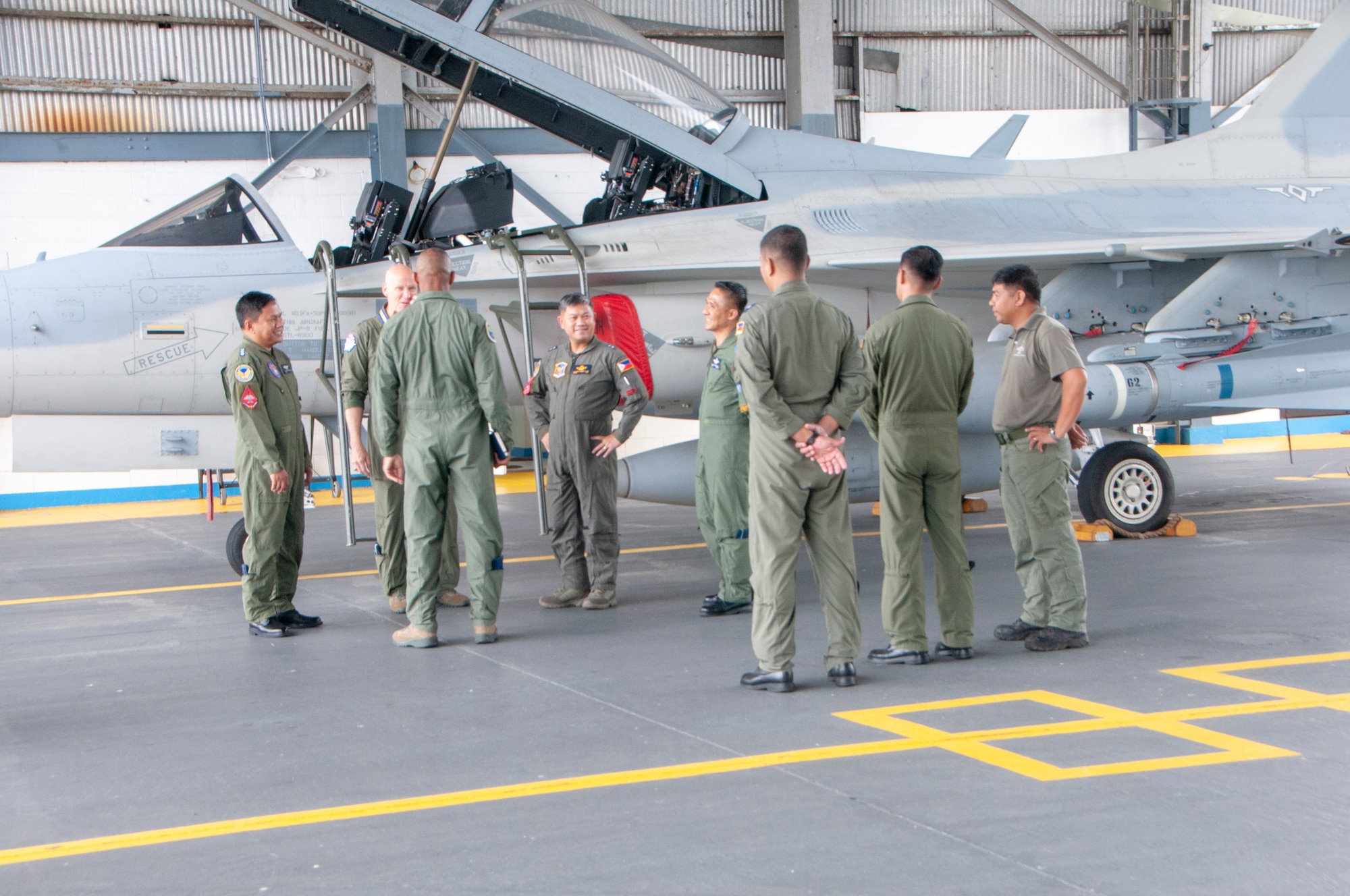 Philippine Air Force officials give a tour of the PAF’s FA-50 fighter aircraft and facilities