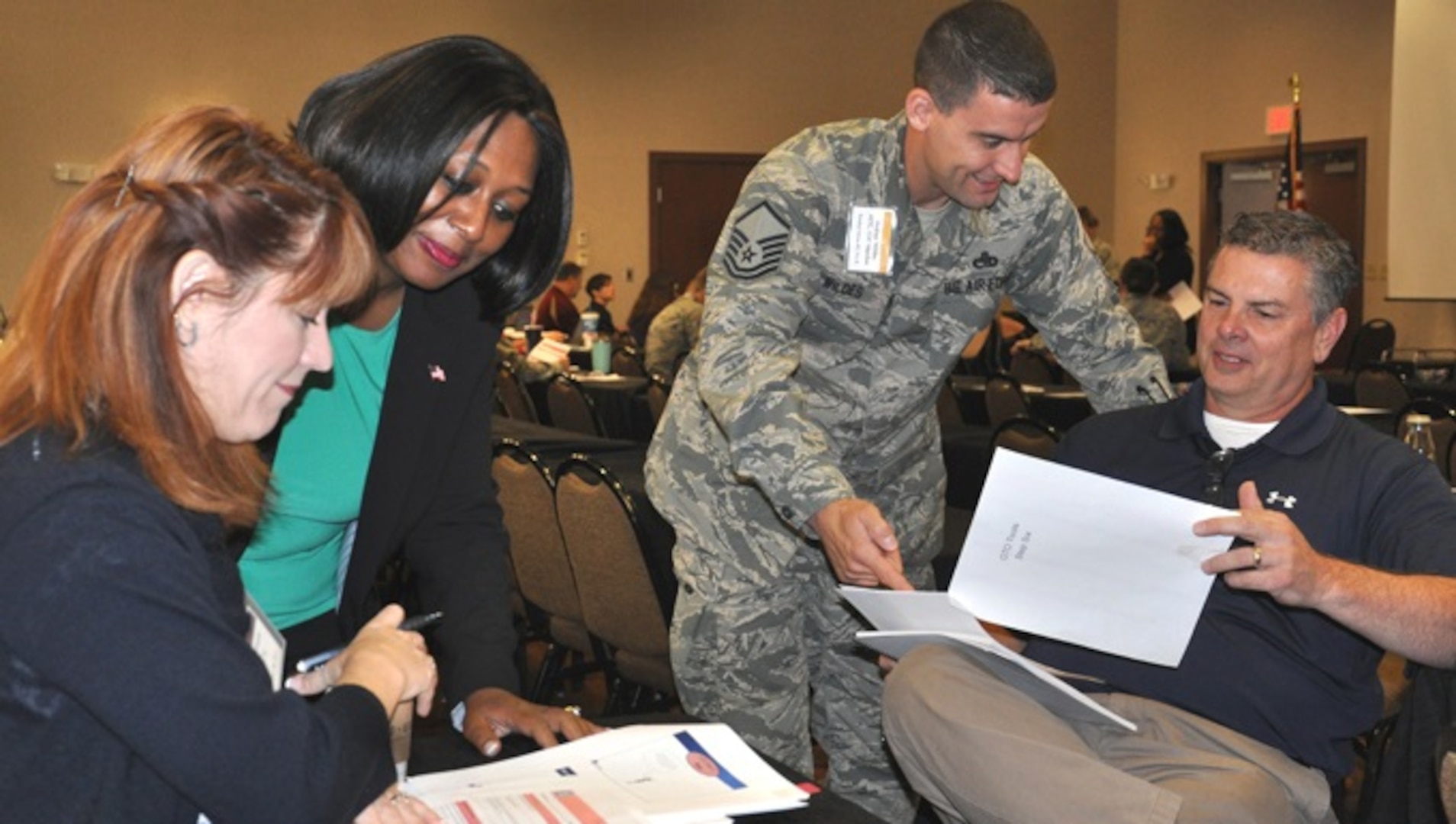 Community action team members discuss resiliency initiatives at a Getting To Outcomes training event June 25-29, 2018 in San Antonio. The GTO model is designed to help communities and organizations develop tailored plans for integrated resilience and violence prevention.