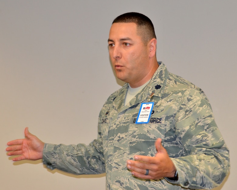 Lt. Col. Orlando Chavez shares his leadership philosophy with LDP 1 class members at the District's headquarters, Aug. 1, 2018.