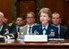 Lt. Gen. Maryanne Miller, chief of Air Force Reserve, and commander, Air Force Reserve Command, testifies with fellow Guard and Reserve component chiefs during the U.S. Senate Committee on Appropriations hearing at the Dirksen Senate Office Building, Washington D.C., April 17, 2018. The chiefs met with the committee to discuss fiscal year 2019 budgeting for the Guard and Reserve. (U.S. Air Force photo by Tech. Sgt. Kat Justen)