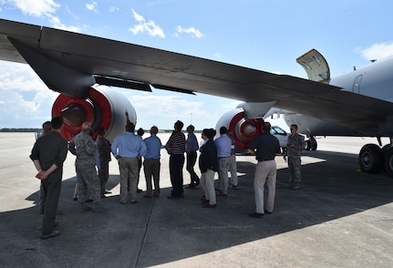 Charleston civic leaders tour a KC-135 Stratotanker during a two-day tour of MacDill Air Force Base, Fla., Aug. 16, 2018. The annual civic leader tour allowed the community leaders to learn more about the overall Air Force mission and how MacDill AFB 6th Air Mobility Wing’s operations work in concert with the Joint Base Charleston mission.