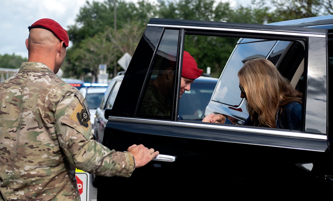 One person getting out of a car.