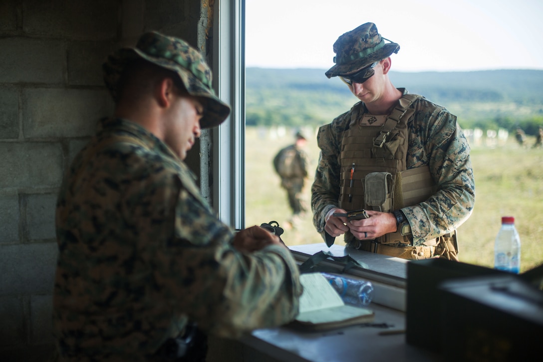 U.S. Marines issue ammunition during Exercise Platinum Lion 18.