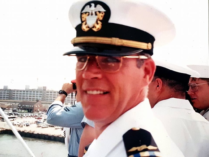 Navy Chief Warrant Officer Four Anthony Kalkbrenner smiles for the camera while on duty. Kalkbrenner served in the Navy for 30 years, retiring as a chief warrant officer four, the highest warrant officer position in the Navy at the time. During his career, he was stationed around the world, including stops at Norfolk, Va.; and Spain.