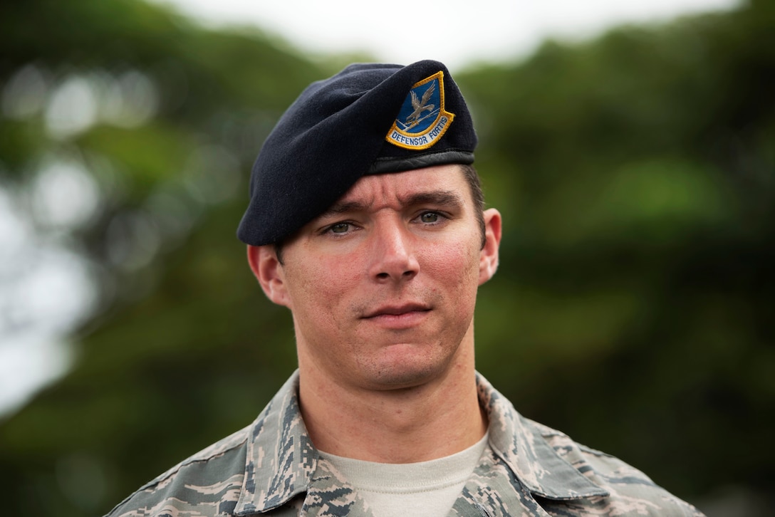 Air Force Staff Sgt. Ivan Kalkbrenner poses for the camera during a temporary assignment in Maui, Hawaii.