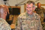 Army Gen. John W. Nicholson, commander of NATOâ€™s Resolute Support mission and U.S. forces in Afghanistan, visits with service members at Train, Advise and Assist Command East in Afghanistanâ€™s Lagham province.
