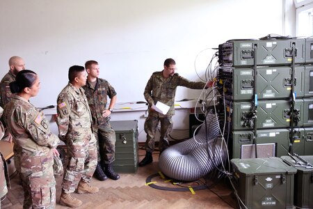 Soldiers at server stack