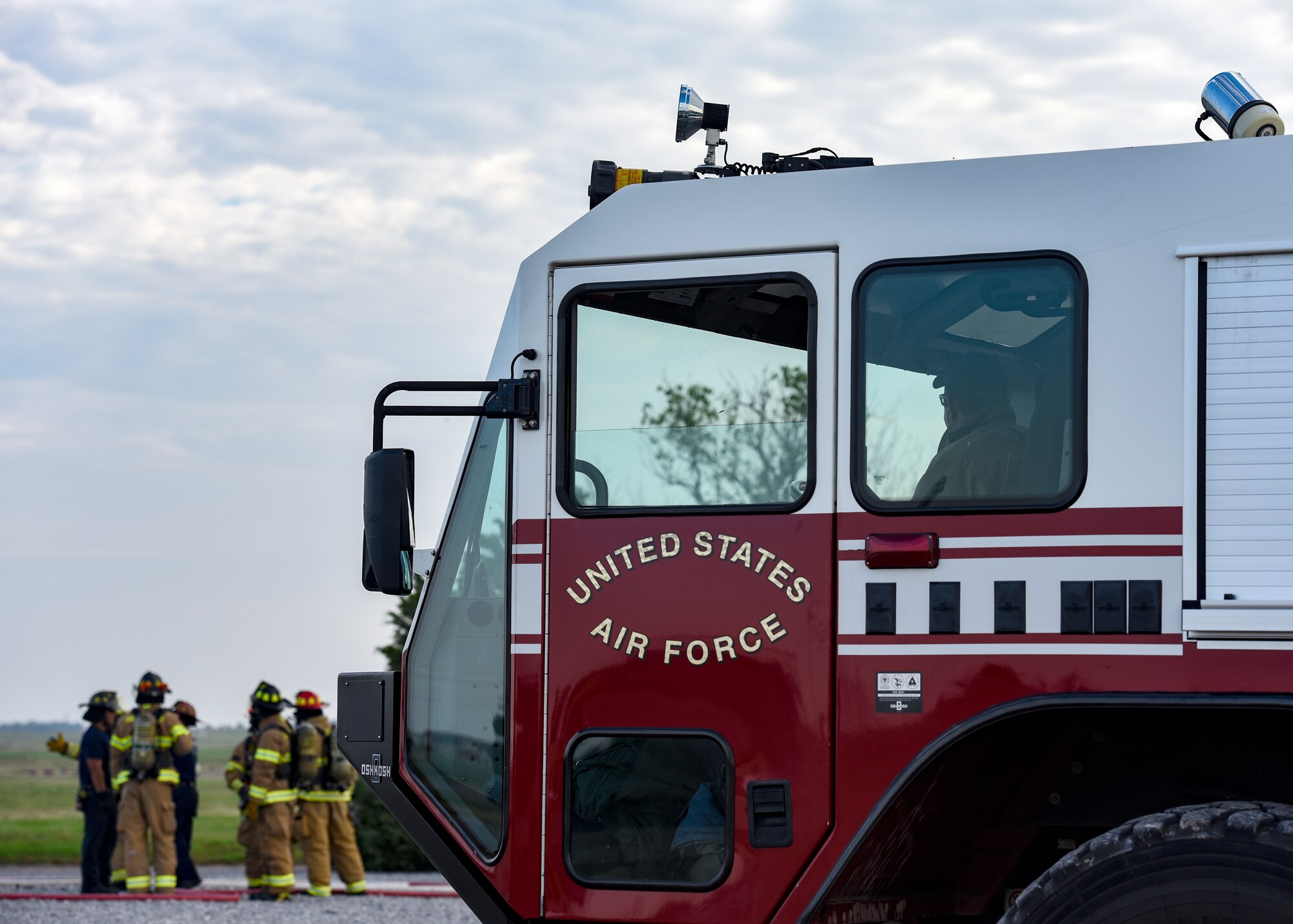 Fire fighters train at a special training area that simulates a plane crash.