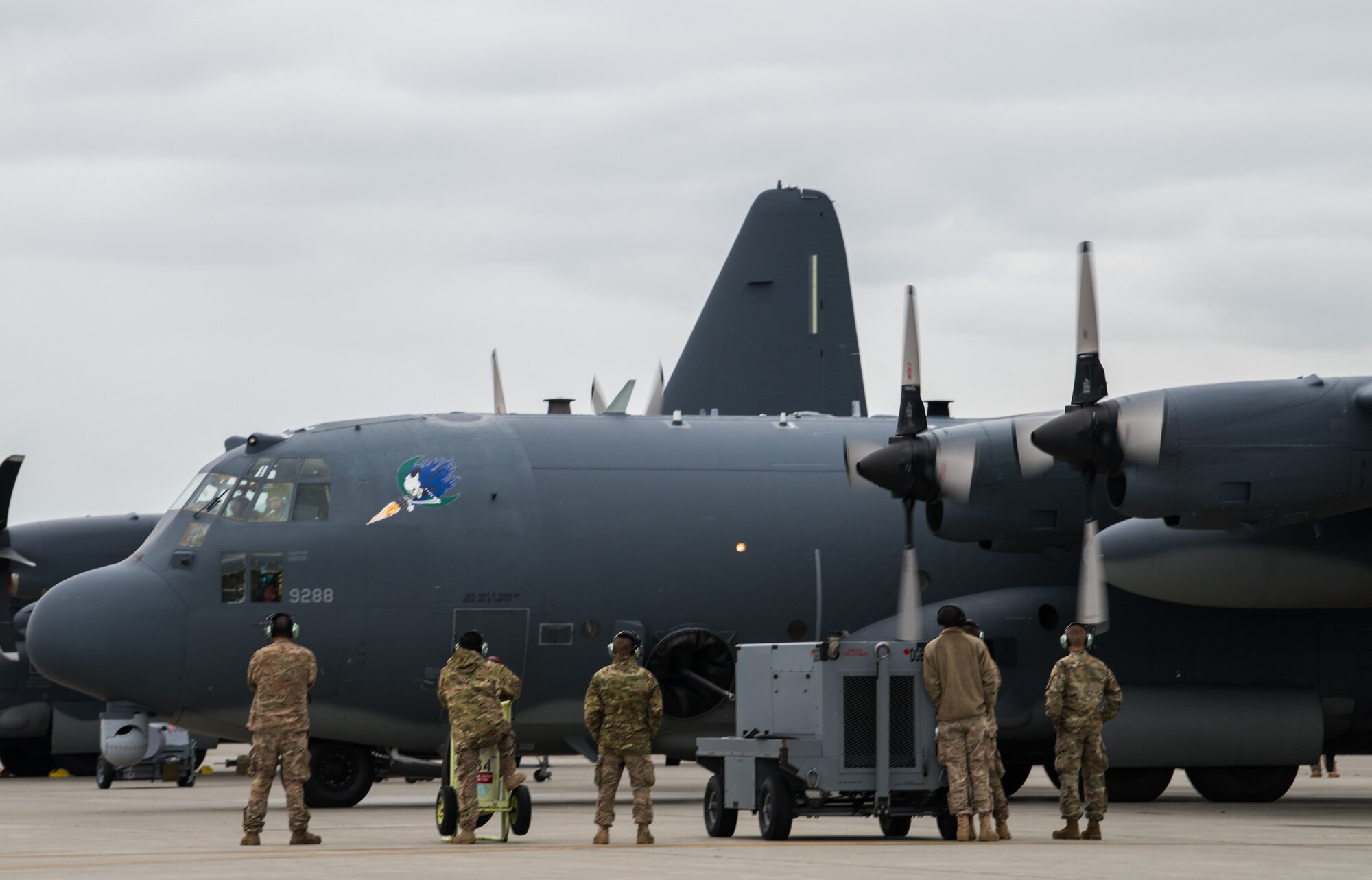 A C-130H Hercules from Cannon Air Force Base, New Mexico, taxis to a parking space during Red Flag-Alaska 18-3 at Joint Base Elmendorf-Richardson, Alaska, Aug. 13, 2018. RF-A is a Pacific Air Forces-directed field training exercise for U.S. and international forces flown under simulated air combat conditions.