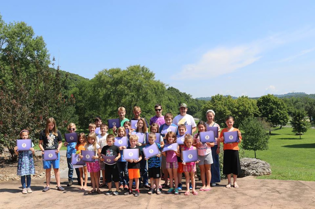 The Cordell Hull Lake Junior Ranger class of 2018 pose with their award certificates July 30, 2018 at Cordell Hull Lake in Carthage, Tenn. (USACE Photo by Ashley Webster)