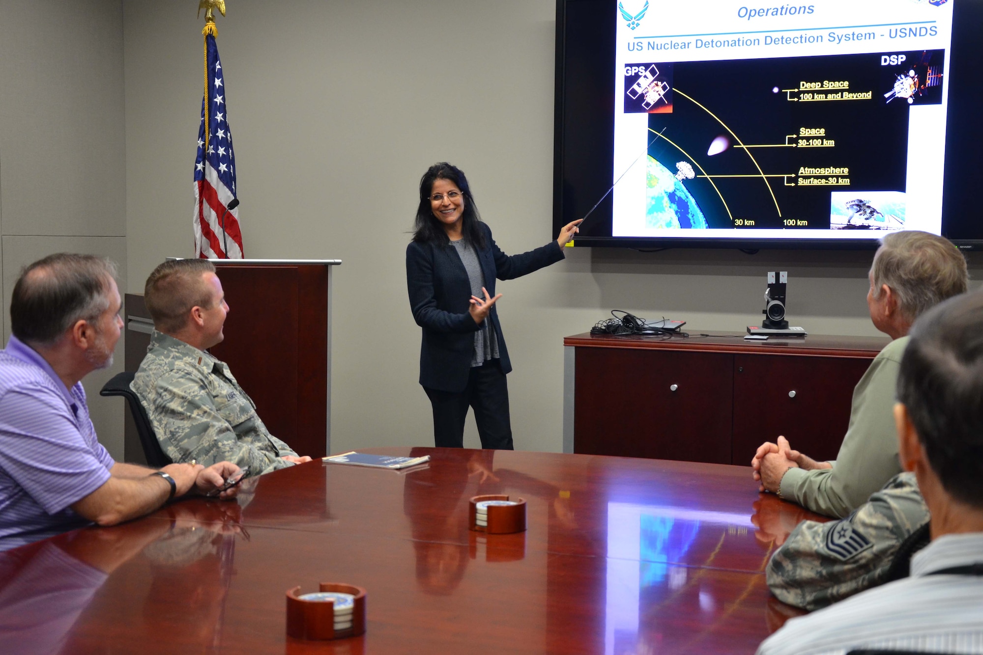 One of only four women in her squadron, Parveen Kapoor is the chief of the Atmosphere and Space Operations Flight within the 23rd Analysis Squadron at the Air Force Technical Applications Center. She leads a flight comprised of military and civilian scientists, mathematicians, engineers and technicians responsible for the operation and maintenance of the U.S. Nuclear Detonation Detection System.