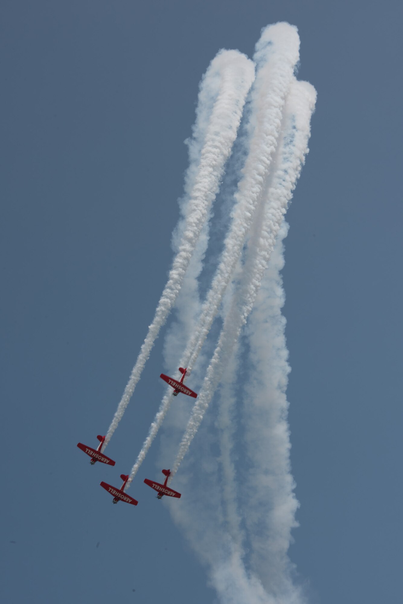 The Aeroshell Aerobatic Team performs during the 2018 Defenders of Freedom Air & Space Show Aug. 12, at Offutt Air Force Base, Nebraska.