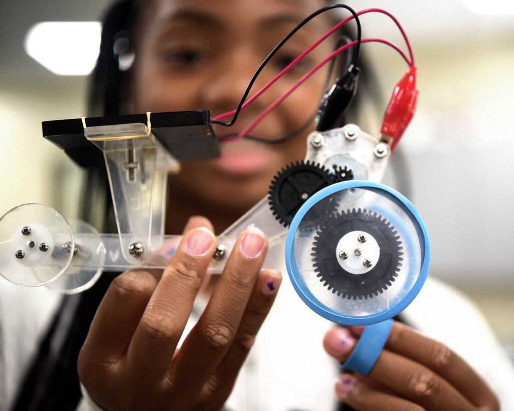 A solar panel toy car build by students in the Center of Innovation at the Youth Center on Joint Base Andrews, Md., July 6, 2018. The COI was transformed in 2015 after receiving funding from the Boys and Girls Club of America and Raytheon to accommodate lessons in science, technology, engineering and math.