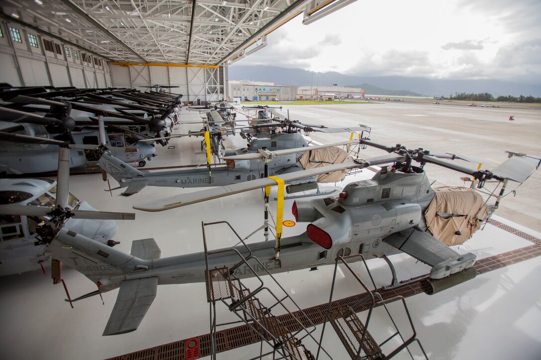 U.S. Marines secure vehicles, aircraft and equipment prior to Hurricane Lane’s arrival at Marine Corps Air Station Kaneohe Bay, Marine Corps Base Hawaii, Aug. 22, 2018. For safety and protection of assets, U.S. Marines conduct hurricane preparations aboard the installation.