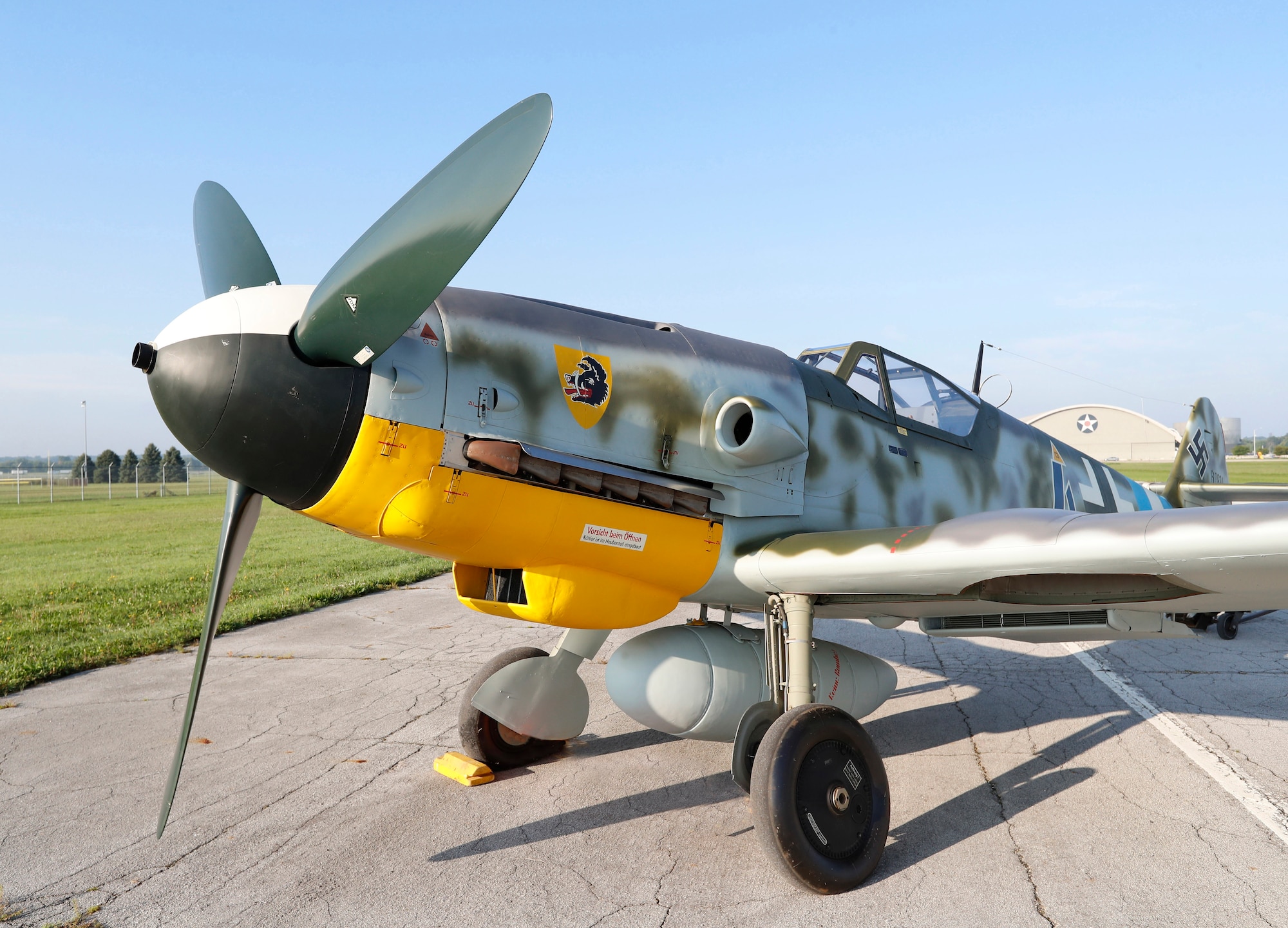 Messerschmitt Bf 109G-10 at the National Museum of the United States Air Force. The museum's Bf 109G-10 is painted to represent an aircraft from Jagdgeschwader 300, a unit that defended Germany against Allied bombers during WWII. (Courtesy photo by Don Popp)
