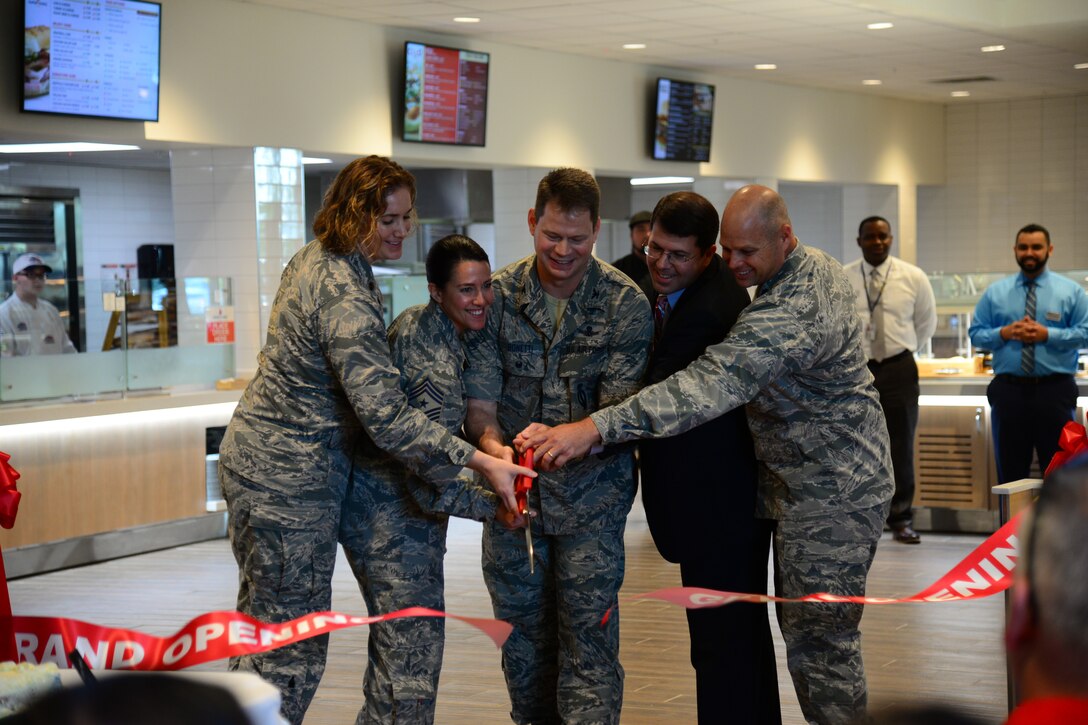 The dining facility was remodeled under the Food 2.0 initiative, which promotes healthier eating.