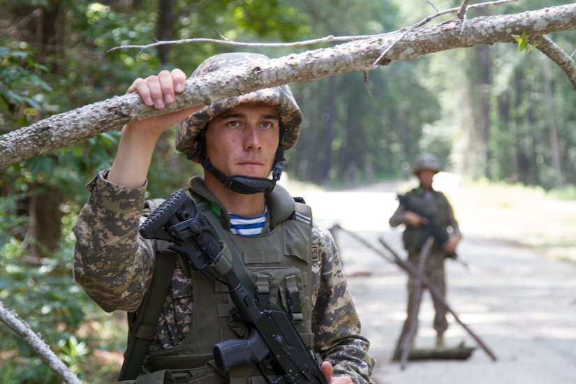 A soldier from the Armed Forces of the Republic of Kazakhstan stands at his post on a checkpoint set-up as part of the Field Training Exercise portion of Exercise STEPPE EAGLE 18.

The United States and Kazakhstan continue to be partners in ensuring regional stability and security in Central Asia.
