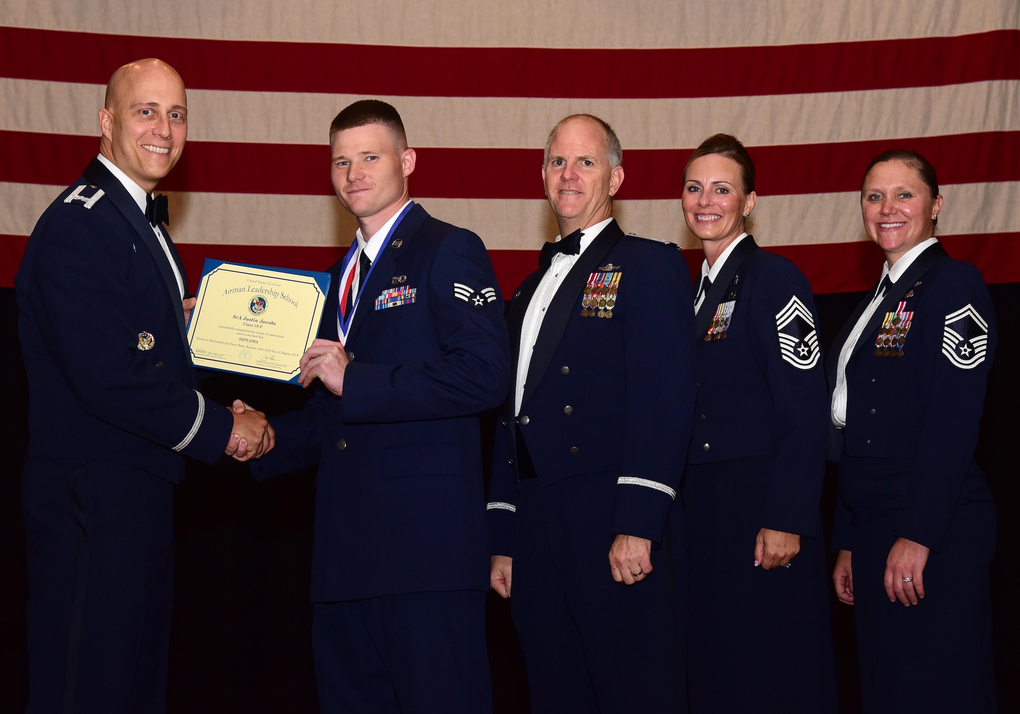 More than 40 Airmen graduated from Airman Leadership School, Class 18F, August 23, 2018, McConnell Air Force Base, Kan.  The graduates included four members of the 931st Air Refueling Wing.