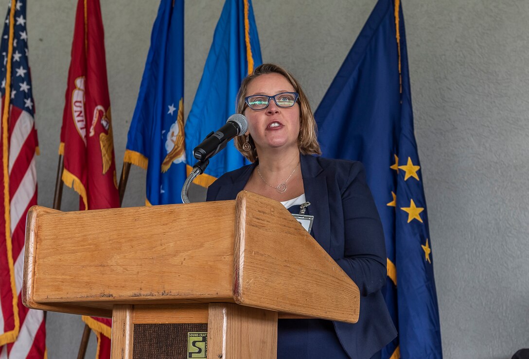 Keynote speaker Jen Miller speaks at Women's Equality Day