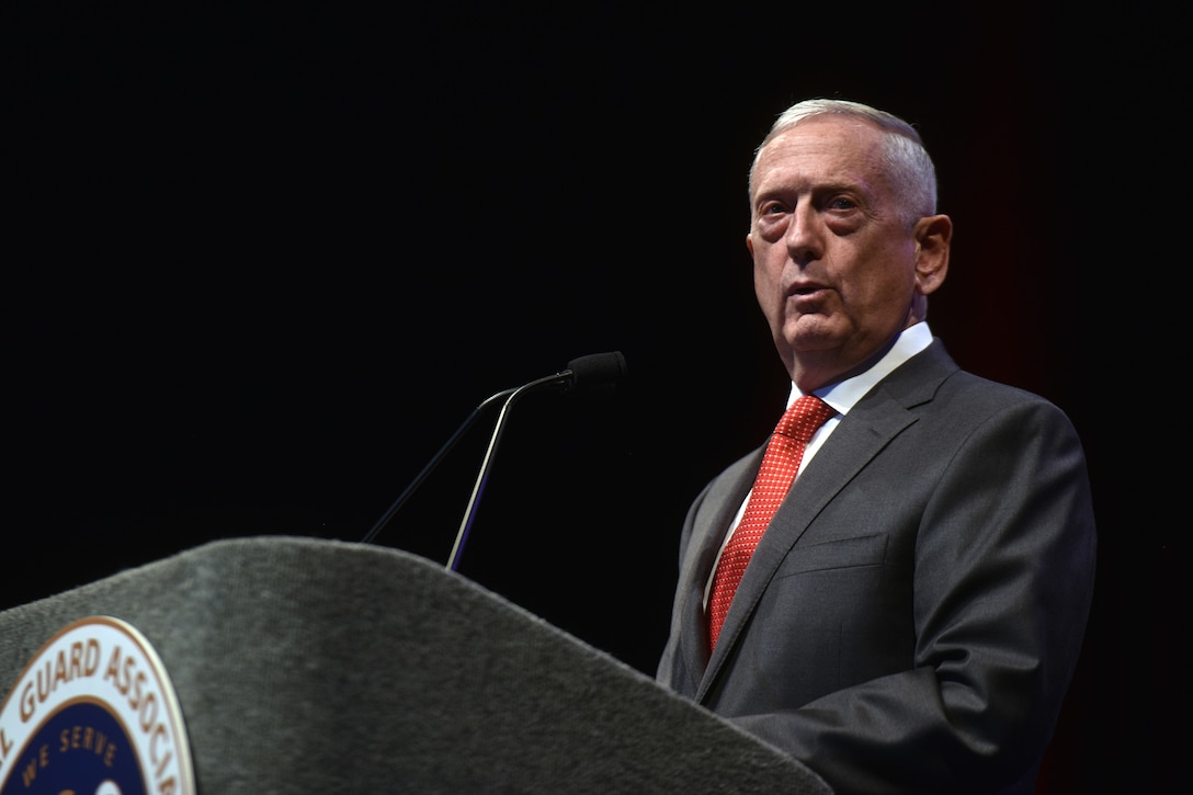 Defense Secretary James N. Mattis speaks at the National Guard Association of the United States' conference.