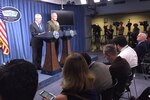 Defense Secretary James N. Mattis and Marine Corps Gen. Joe Dunford, chairman of the Joint Chiefs of Staff, brief reporters on U.S. military strategy and current operations.