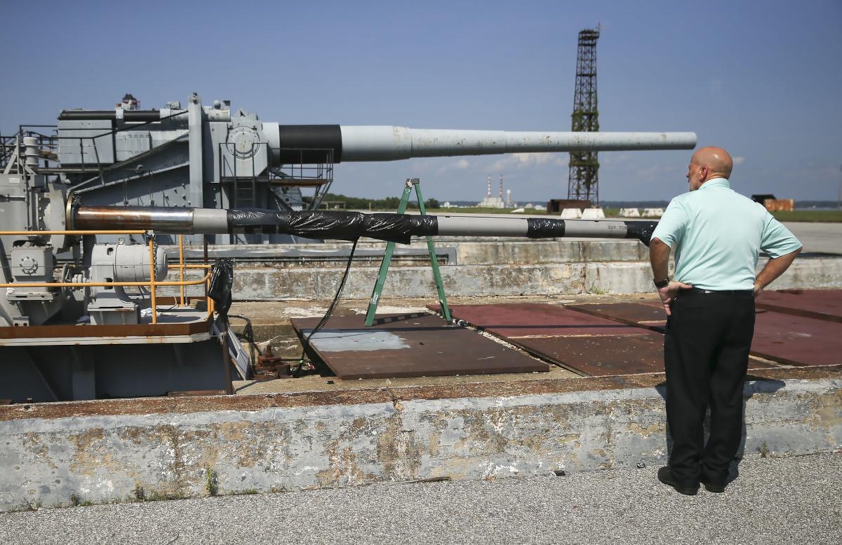 IMAGE: Barry Mohle, who heads the evaluation division at Dahlgren's Potomac River Test Range, studies his turf.