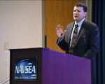 Jim Smerchansky, Executive Director, Naval Sea Systems Command, speaks at the NAVSEA Small Business Industry Day, Expanding the Advantage through Small Business Partnerships, which was held in the Humphreys Building auditorium and cafe atrium.