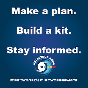 Make a plan, build a kit, and stay informed, is the preparedness triad benchmark that Joint Base Langley-Eustis Emergency Management specialists want JBLE populace to achieve this National Preparedness Month. National Preparedness Month is an annual, month-long series of activities to drive awareness about hazards specific to local communities. (U.S. Air Force graphic by Senior Airman Ericha Guyote)