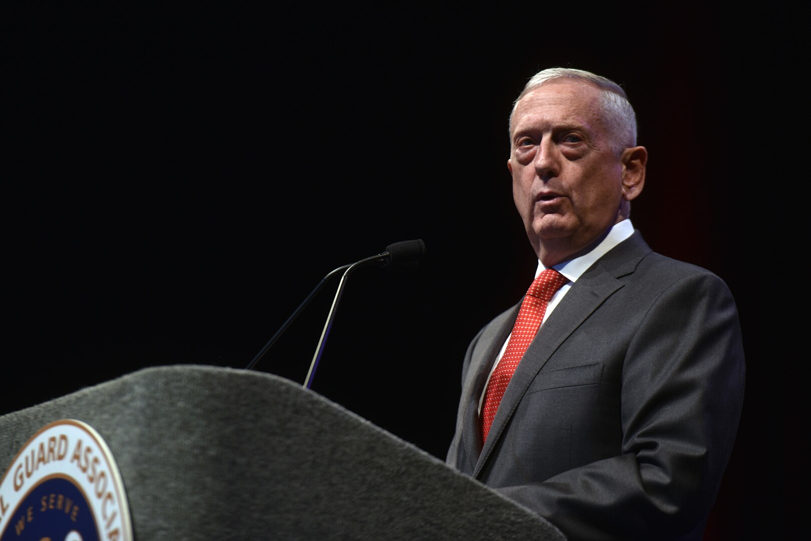 Secretary of Defense James Mattis addresses National Guard leaders at the National Guard Association of the United States 140th General Conference, New Orleans, Louisiana, Aug. 25.