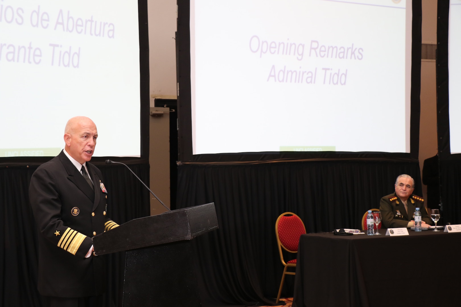 Adm. Kurt Tidd speaks in Argentina