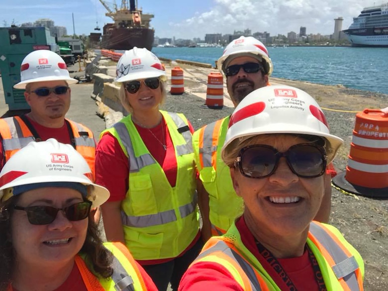 Kaite Goodwin (center), and other deployed Temporary Emergency Power Planning and Response Team members, coordinate the arrival of generators April 14, 2018, on Pier 14 in San Juan, Puerto Rico.

Goodwin, an administrative officer from the Walla Walla District's Engineering and Construction Division, who resides in Walla Walla, Washington, returned to Puerto Rico Aug. 24, 2018, to support to support the Corps’ Task Force Temporary Emergency Power. She has served on the District’s Power PRT for almost 10 years.

The Corps and its partners (federal, state and local agencies) are working as a unified effort to help the U.S. citizens of Puerto Rico recover from the disaster caused by hurricanes Irma and Maria.