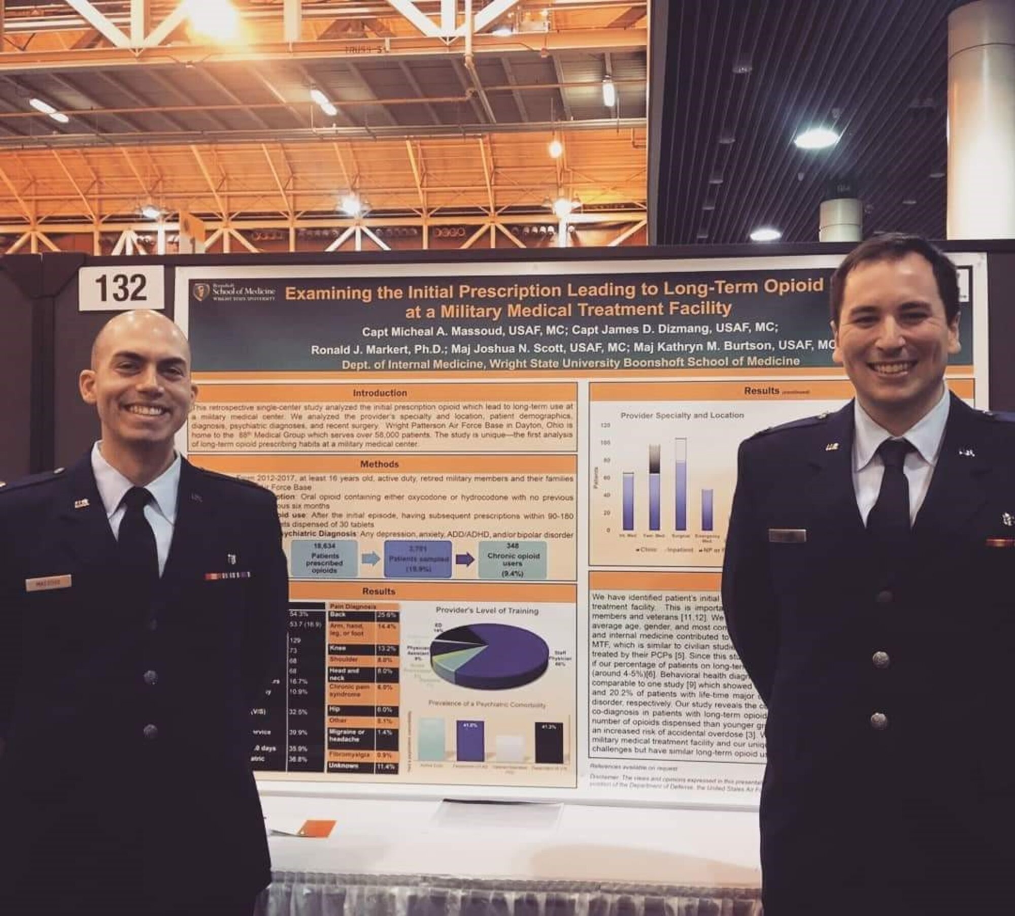 Capt. Micheal Massoud, left, and Capt. James Dizmang, standing in front of the winning poster. (Courtesy photo)