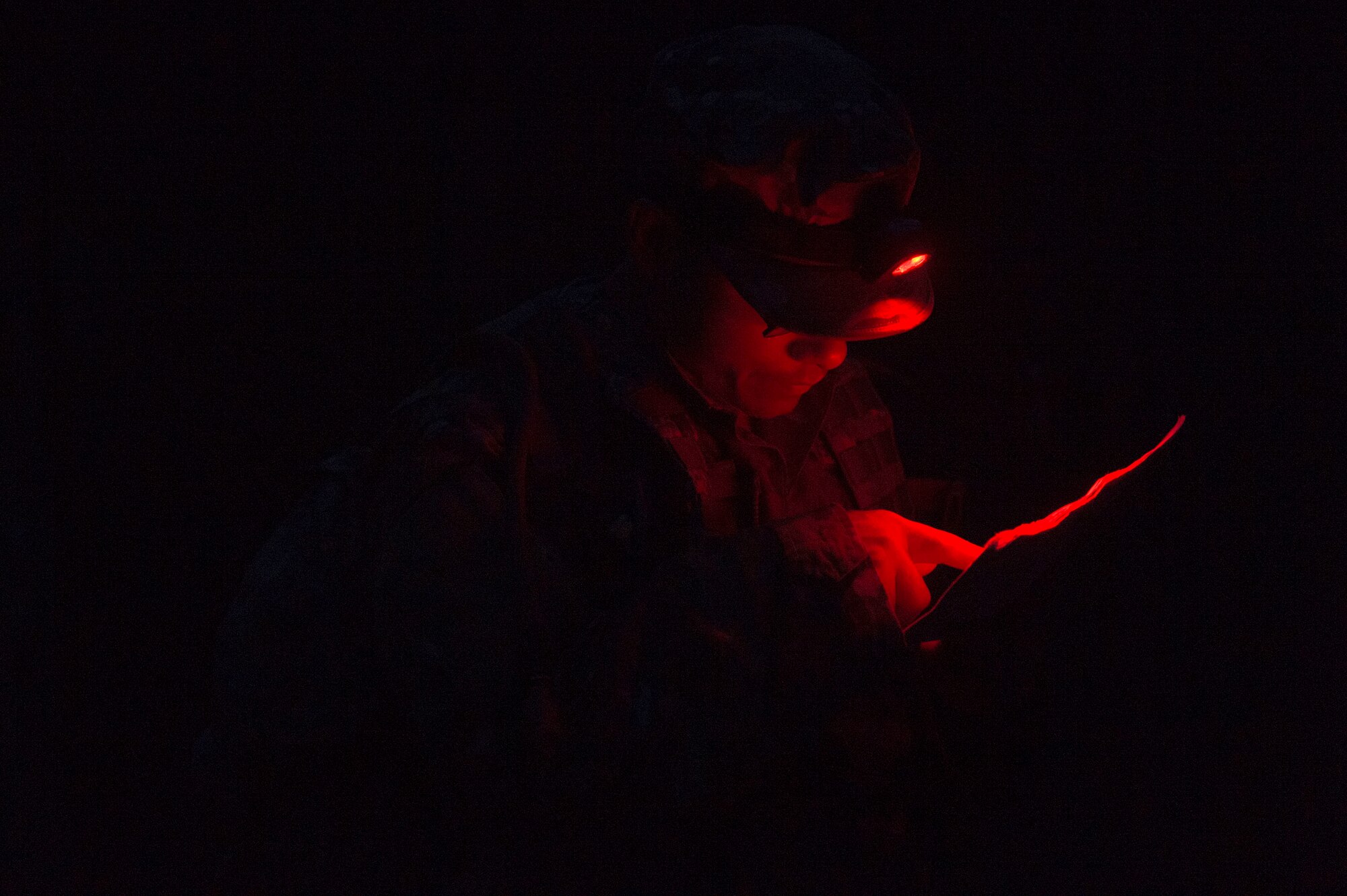 Tech. Sgt. Jose Obregon, 347th Operations Support Squadron independent duty medical technician, reviews coordinates during a land navigation assessment as part of a Pre-Ranger Assessment Course, Aug. 25, 2018, at Moody Air Force Base, Ga. Moody’s 93d Air Ground Operations Wing hosted the three-day assessment which challenged approximately 20 Airmen from the 93d AGOW and 23d Wing on their physical fitness, land navigation skills, leadership qualities, water confidence and academic and tactical abilities under duress. The evaluation is designed to determine whether Airmen are ready to attend the Air Force Ranger Assessment Course held at Fort Bliss, Texas. (U.S. Air Force photo by Senior Airman Greg Nash)