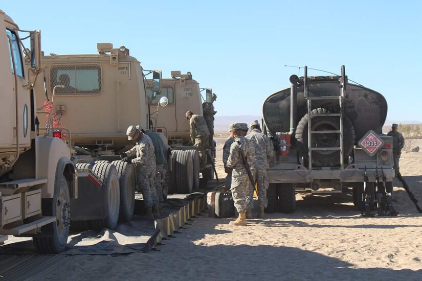 Soldiers with the 250th Transportation Company fuel up during Exercise Maple Resolve.