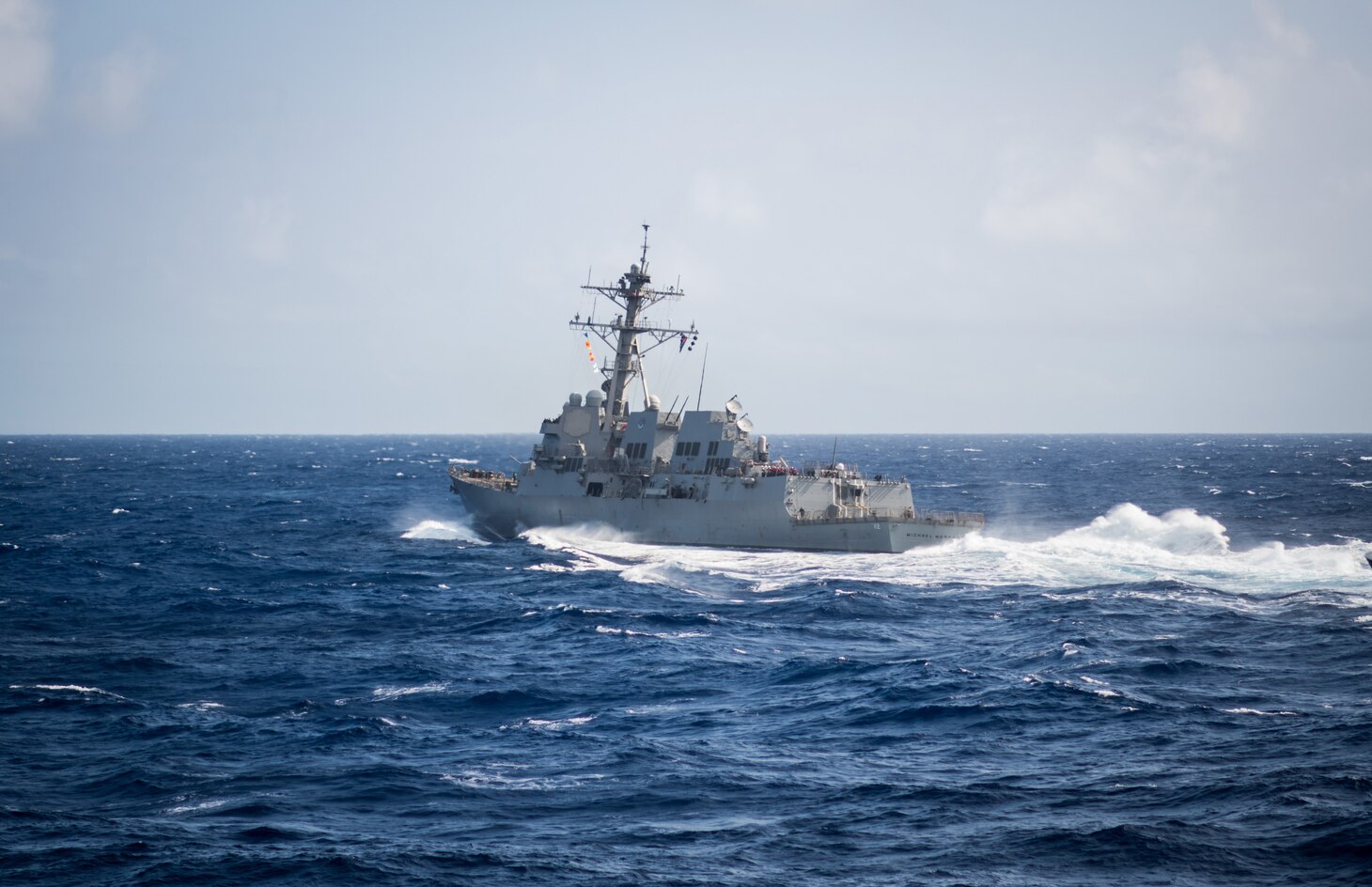 PACIFIC OCEAN (June 28, 2018) – The guided-missile destroyer USS Michael Murphy (DDG 112) transits the Pacific Ocean following to a replenishment-at-sea while underway in the U.S. 3rd Fleet area of operations.