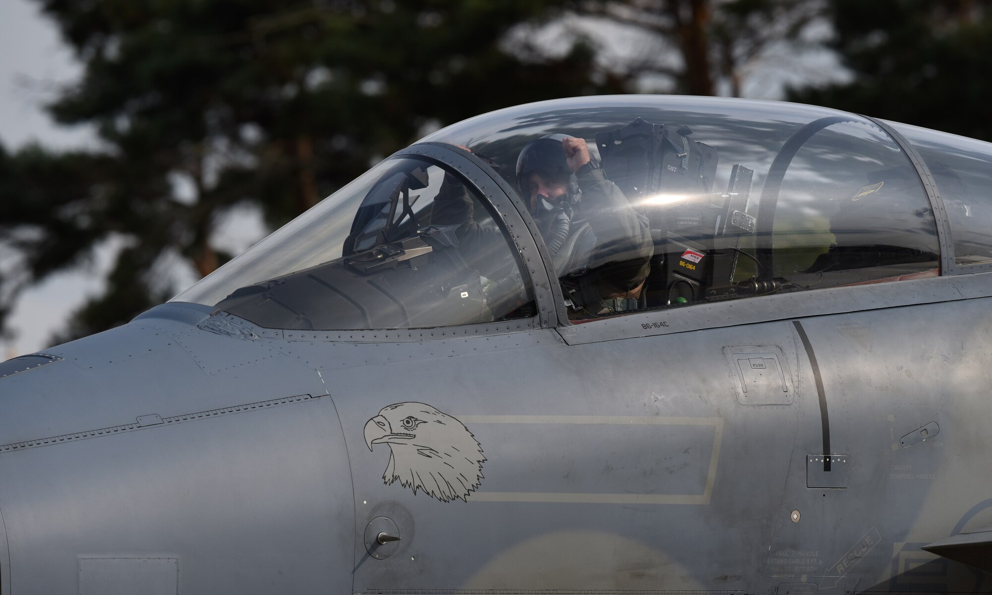 An F-15C Eagle assigned to the 493rd Fighter Squadron taxies down the flightline at Royal Air Force Lakenheath, England, Aug. 23, 2018. Throughout the NATO Icelandic Air Surveillance mission the squadron, designated as the 493rd Expeditionary Fighter Squadron during its deployment, maintained a constant, vigilant alert status, poised to launch jets at a moment’s notice to intercept any unidentified aircraft encroaching on the protected airspace. (U.S. Air Force photo/Staff Sgt. Alex Fox Echols III)