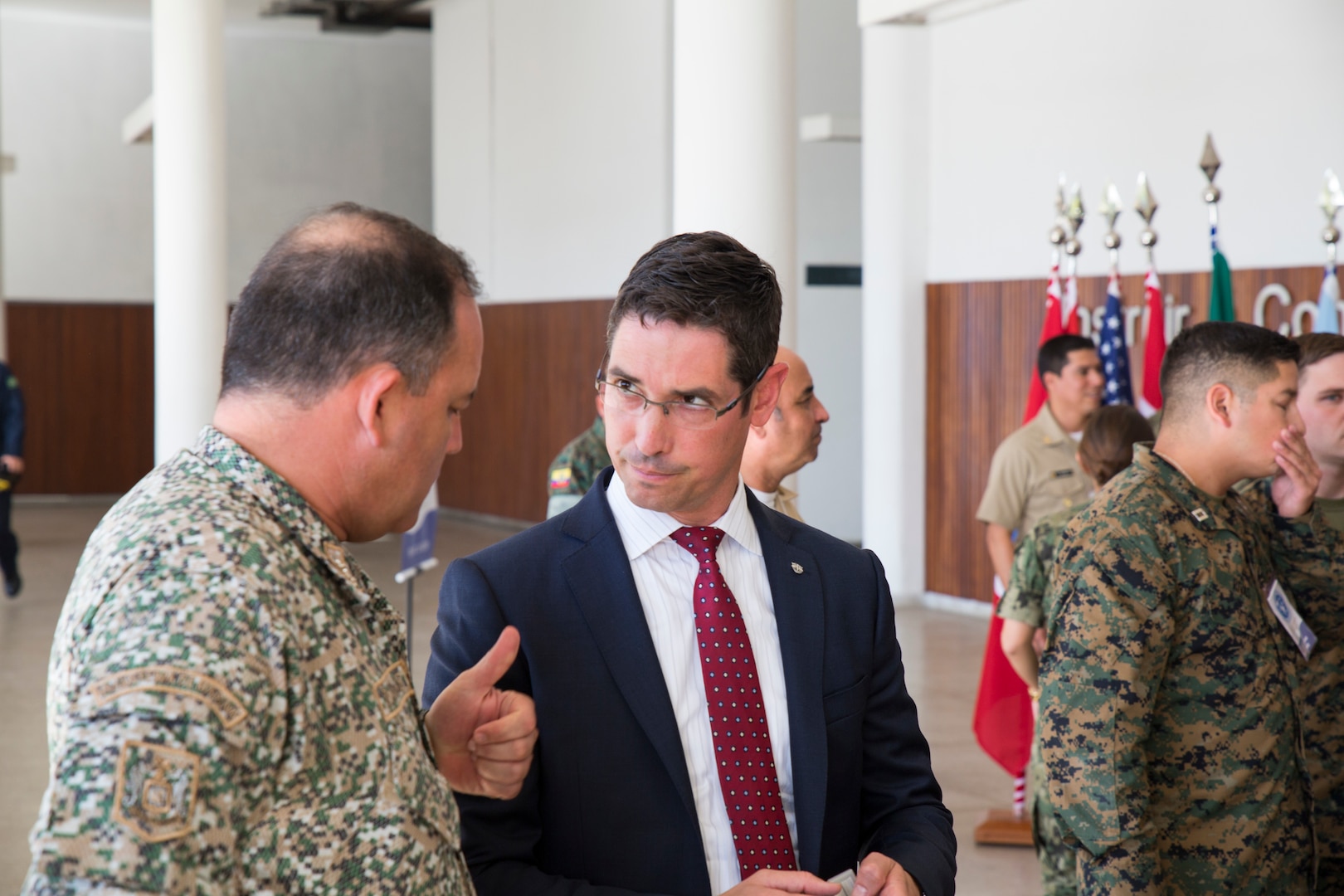 Military officials talk.