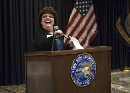 PANAMA CITY, Florida - Naval Surface Warfare Center Panama City Division Diversity Council Chair Christina Pate provides welcoming remarks during the 2018 Diversity Day aboard Naval Suport Activity Panama City Aug. 29, 2018. U.S. Navy photo by Eddie Green