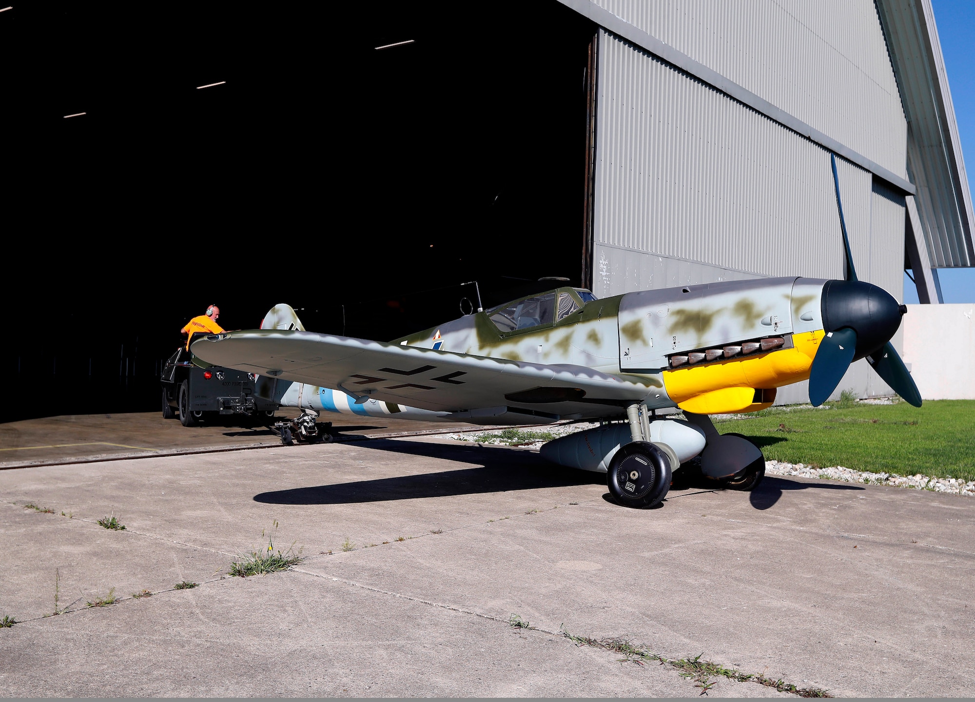 DAYTON, Ohio -- Messerschmitt Bf 109G-10 at the National Museum of the United States Air Force. The museum's Bf 109G-10 is painted to represent an aircraft from Jagdgeschwader 300, a unit that defended Germany against Allied bombers during WWII. (Courtesy photo by Don Popp)