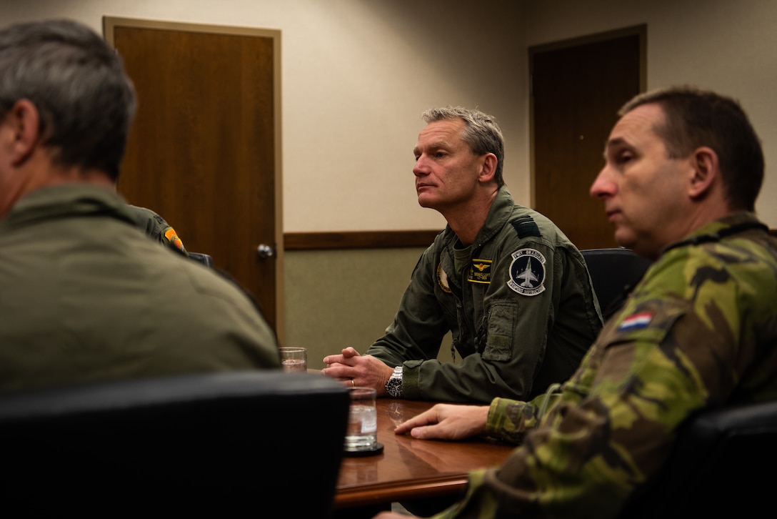 Lt. Gen. Dennis Luyt, Royal Netherlands Air Force commander, receives a briefing about Luke’s heritage, Nov. 21, 2018 at Luke Air Force Base, Ariz.