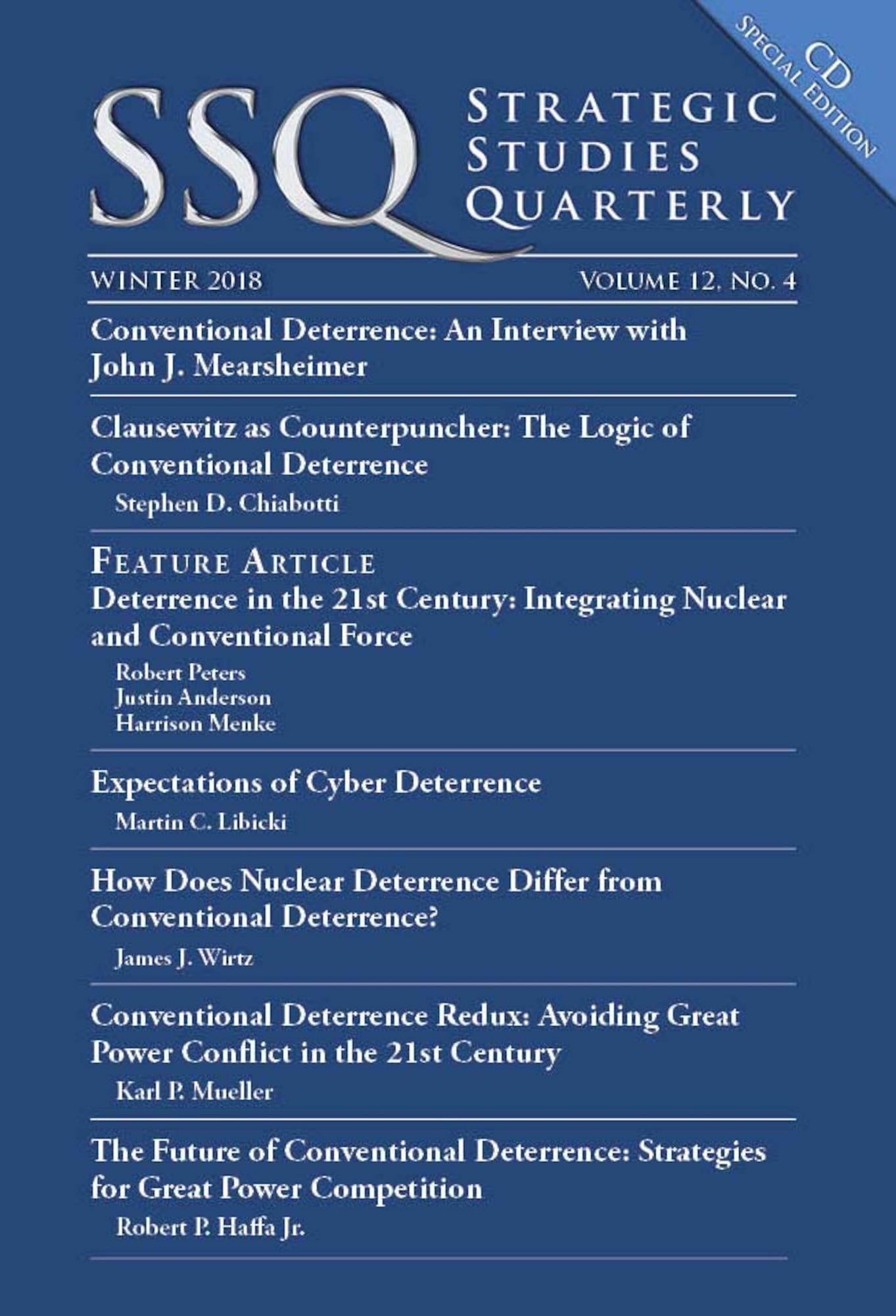 AU Press releases Conventional Deterrence Special Edition of SSQ