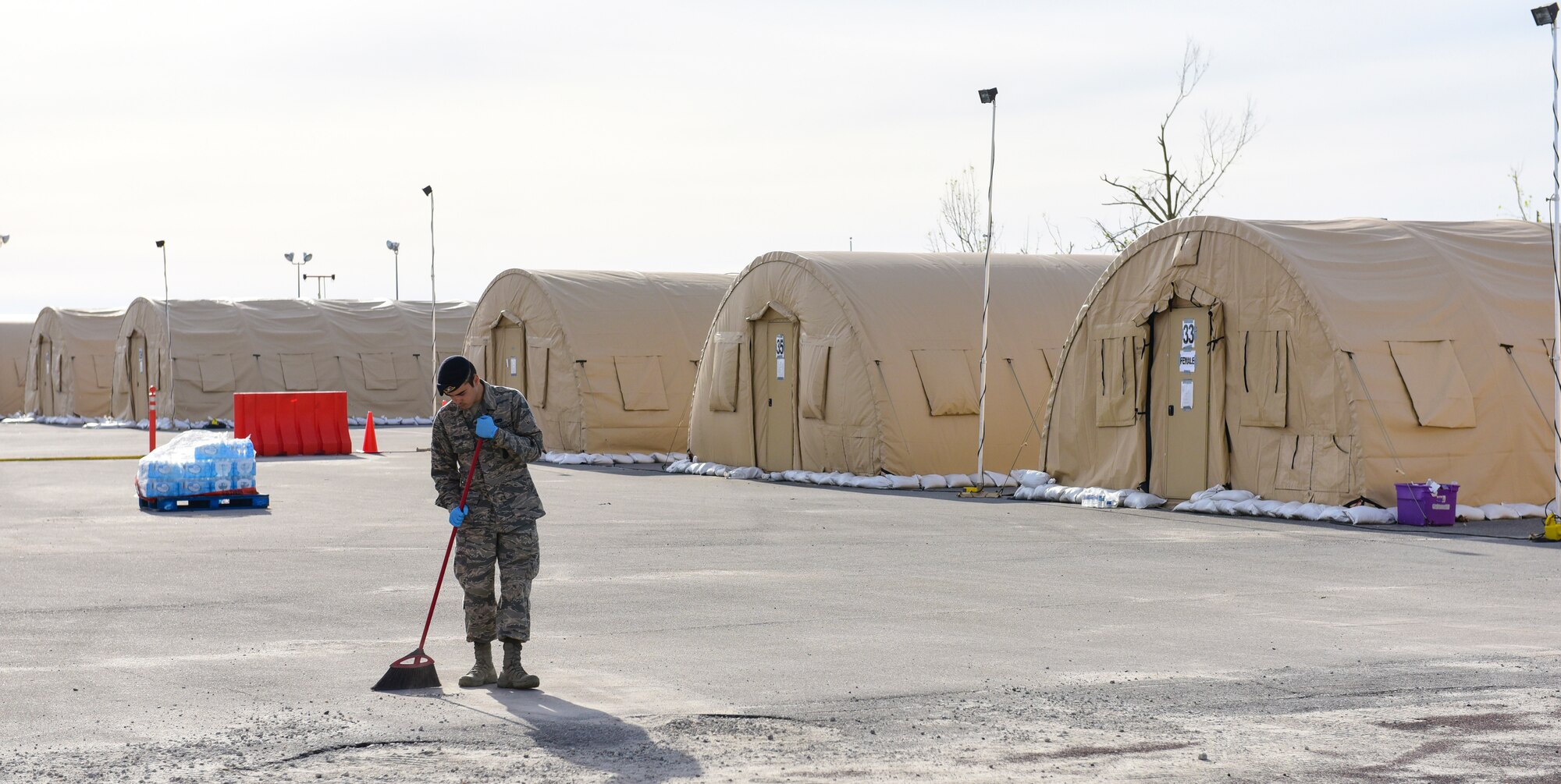 A 325th Security Forces Squadron security specialist takes part in Operation Talon II at Tyndall Air Force Base, Fla., Nov. 29, 2018. Task Force Talon II is responsible for clearing debris and cleaning various parts of the base to include parts of the flightline and dormitories. (U.S. Air Force photo by Senior Airman Cody R. Miller)