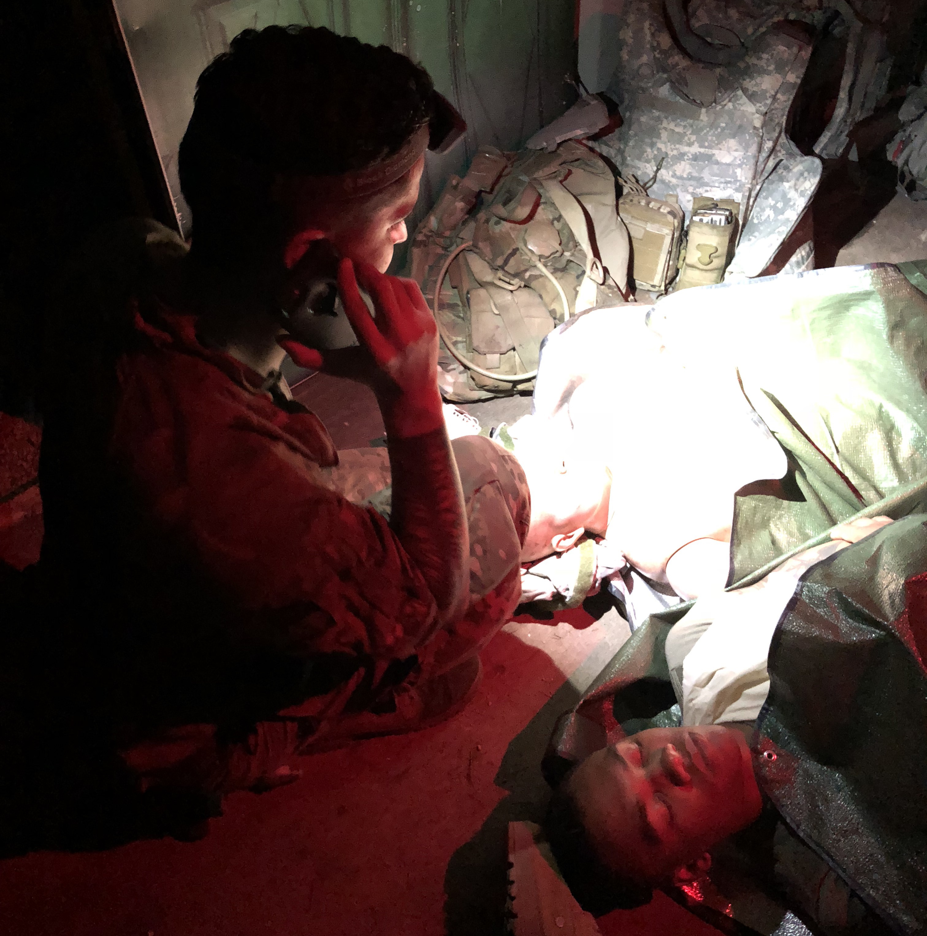 A Soldier uses the Advanced Virtual Support for Operational Forces system, or ADVISOR, during the Army Best Medic Competition held in September at Joint Base San Antonio-Camp Bullis. 