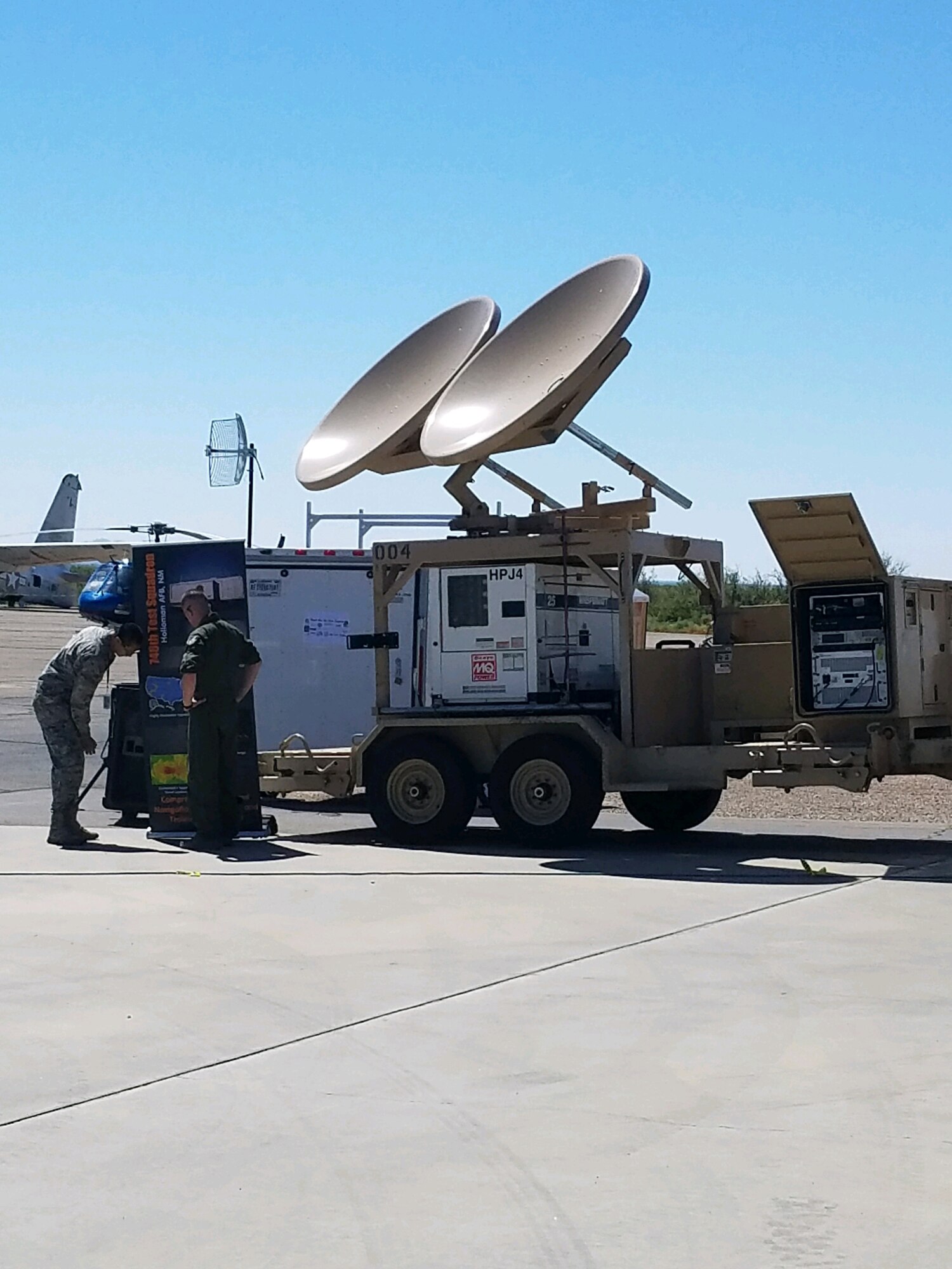 The 746th Test Squadron's High Powered Jammer, which is used for navigational warfare, was on display at the New Mexico Aviation Aerospace Association Career Expo held recently at Alamogordo-White Sands Regional Airport. (U.S. Air Force photo)